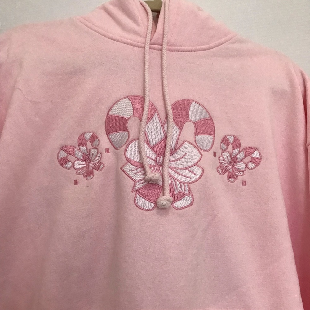 Sumkissed Light Pink Candy Cane Wonderland Hoodie Size M - Picture 2 of 8